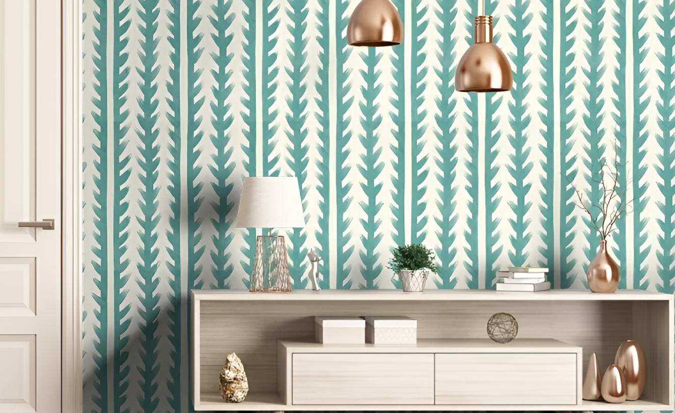 Green Stripe Playful wallpaper by Harlequin